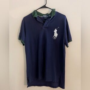 Ralph Lauren Men's Polo Shirt in Navy and Green Preppy Classic Casual School